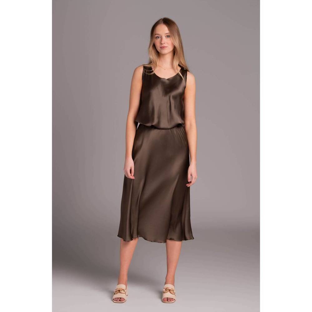 NEW SUSANNE BOMMER silk midi skirt in pale olive